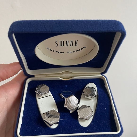 Vintage Swank Silver Button Toppers - Picture 2 of 6